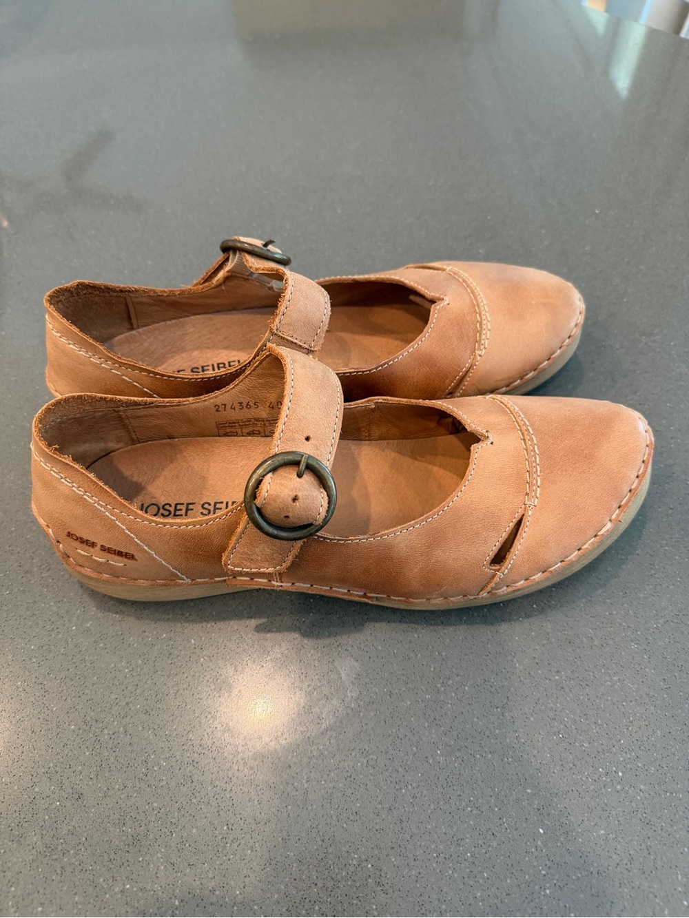 Josef Seibel Tan Mary Jane Loafers with Buckle - Picture 3 of 5